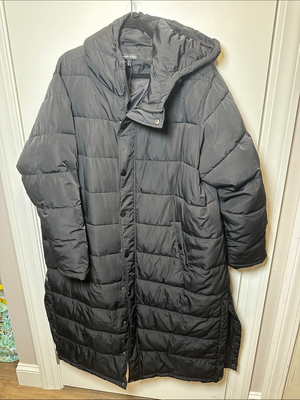 Universal Standard Black Long Hooded Puffer Coat (26)